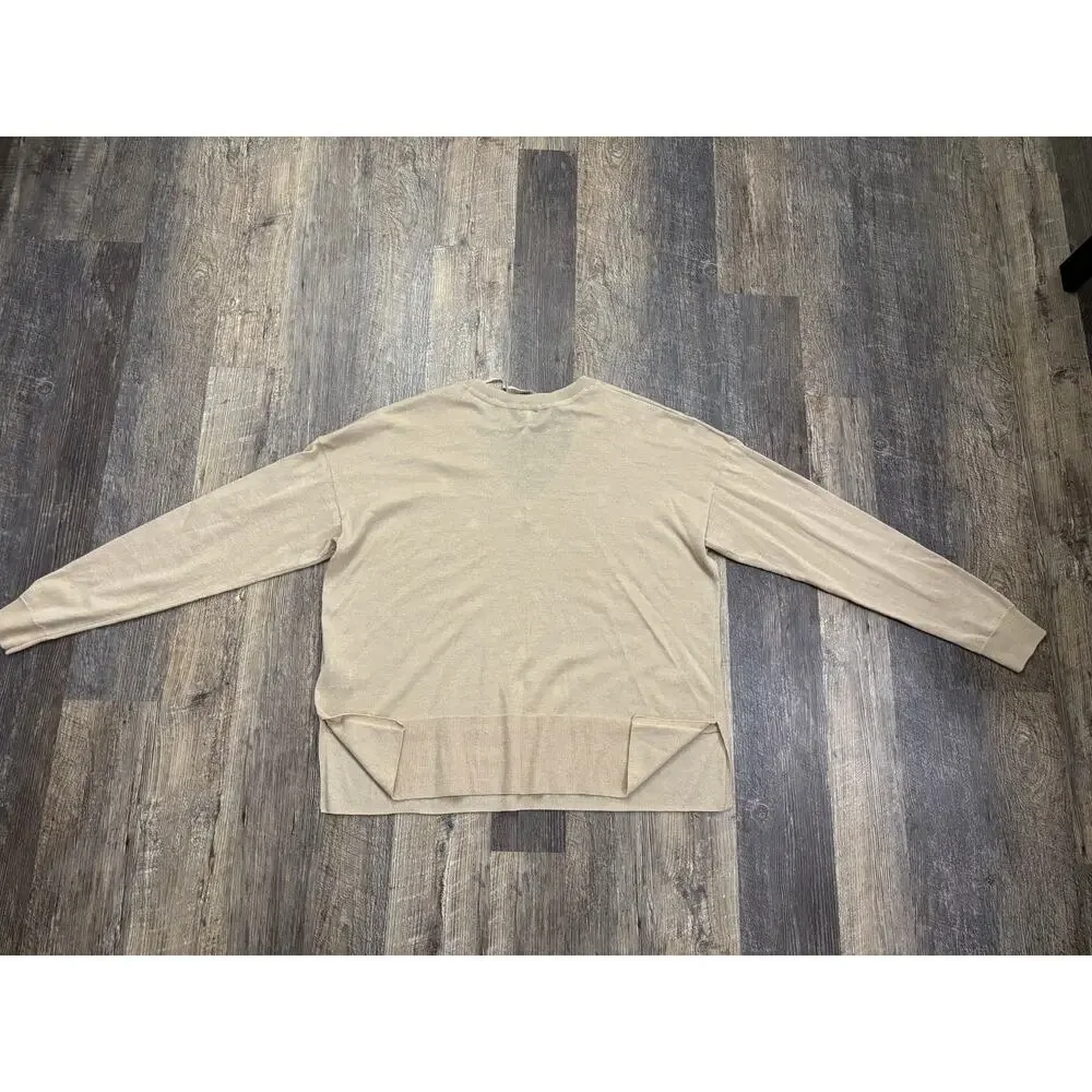 Gap‎ Mens XL Tall Beige V-Neck Sweater Linen Blend Long Sleeve Knit Pullover